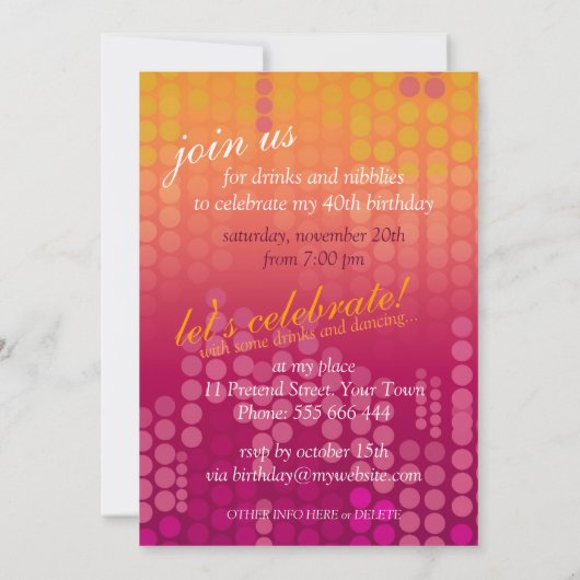 Snoep Pink Bokeh Sparkle Birthday Uitnodiging (Achterkant)