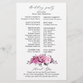 Snoep Pink White Silver Floral Wedding Programme (Achterkant)