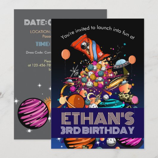 Snoep Planeten in de ruimte Verjaardagsfeest Kaart (Voorkant / Achterkant)