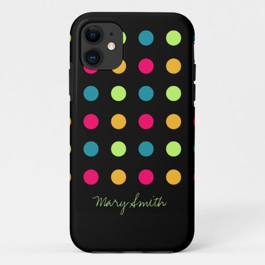 Snoep Polka Dot Aangepaste naam Blauw Case-Mate iPhone Case (Achterkant)