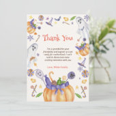 Snoep Pompoen Geesten Halloween Baby Brewing Showe Bedankkaart (Staand voorkant)