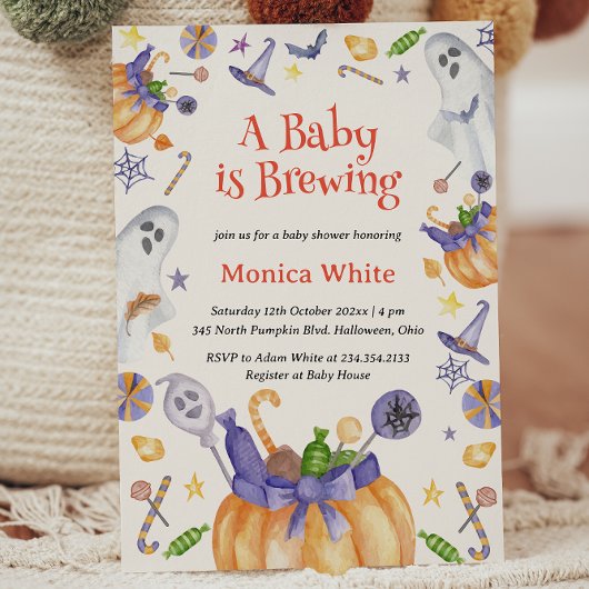 Snoep Pompoen Geesten Halloween Baby Brewing Showe Kaart