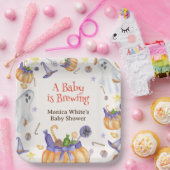 Snoep Pompoen Geesten Halloween Baby Brewing Showe Papieren Bordje (Feest)