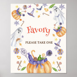 Snoep Pompoen Geesten Halloween Baby Favors Sign Poster