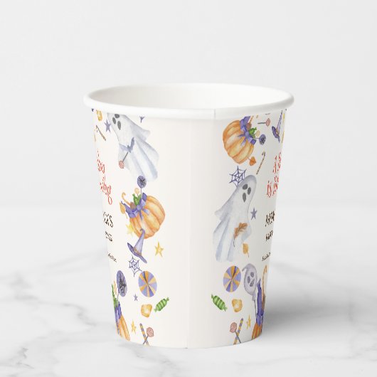 Snoep Pompoen Geesten Halloween Baby Welkomstbord Papieren Bekers (Rechts)