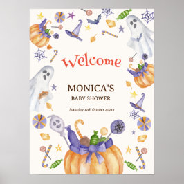 Snoep Pompoen Geesten Halloween Baby Welkomstbord Poster