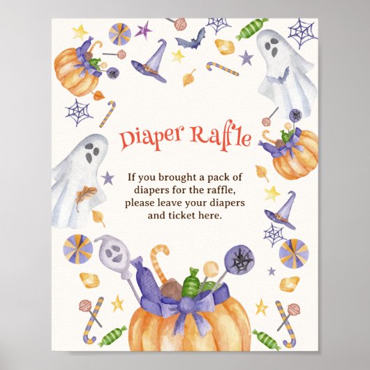 Snoep Pompoen Geesten Halloween Luier Raffle Sign Poster (Voorkant)