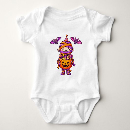 Snoep Pompoen Mummie Halloween Romper (Voorkant)