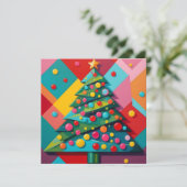 Snoep Pop Art Geometrisch ontwerp van een kerstboo Feestdagenkaart (Staand voorkant)