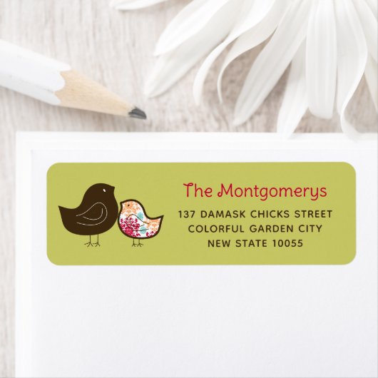 Snoep Pop Damask Chicks Baby shower Adresetiketten Etiket (Insitu)