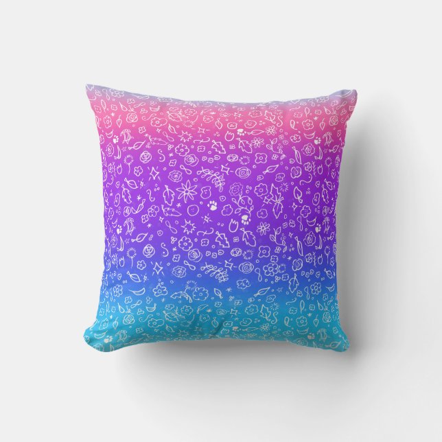 Snoep Pop Floral Doodle Art Sierkussen (Voorkant)