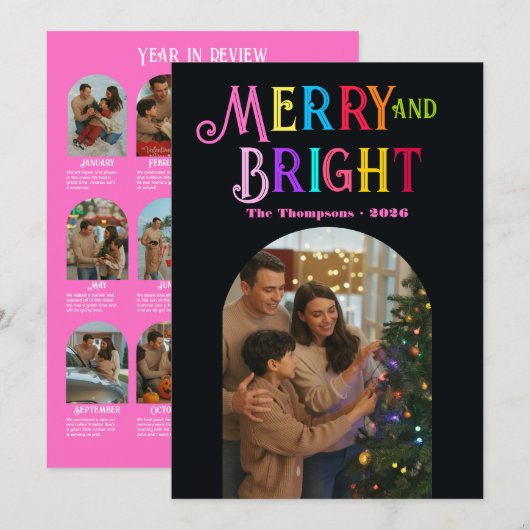 Snoep Pop "Jaar in de Review" Foto's Kerst Feestdagenkaart (Voorkant / Achterkant)