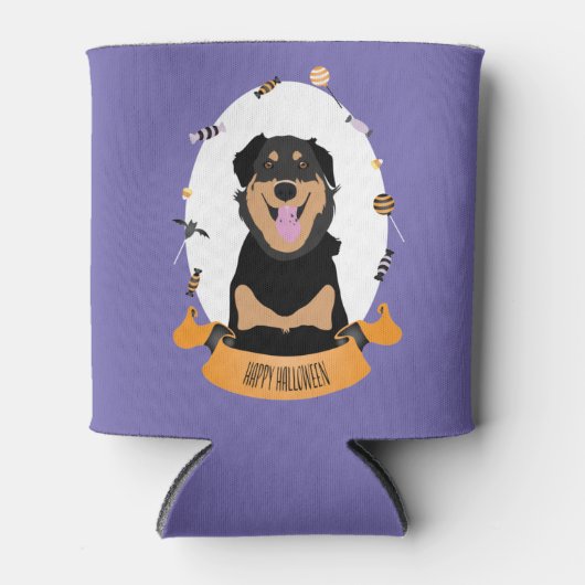 Snoep Portret Rottweiler Dog Paars Sinaasappel Blikjeskoeler (Voorkant)