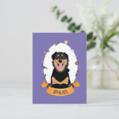 Snoep Portret Rottweiler Dog Paars Sinaasappel Briefkaart (Staand voorkant)