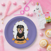Snoep Portret Rottweiler Dog Paars Sinaasappel Papieren Bordje (Feest)