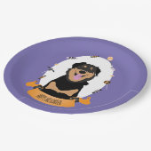 Snoep Portret Rottweiler Dog Paars Sinaasappel Papieren Bordje (Gekanteld)