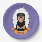 Snoep Portret Rottweiler Dog Paars Sinaasappel Papieren Bordje (Voorkant)