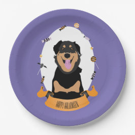 Snoep Portret Rottweiler Dog Paars Sinaasappel Papieren Bordje