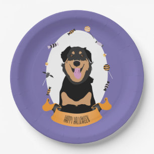 Snoep Portret Rottweiler Dog Paars Sinaasappel Papieren Bordje
