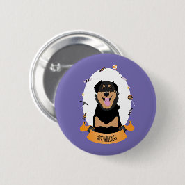 Snoep Portret Rottweiler Dog Paars Sinaasappel Ronde Button 5,7 Cm