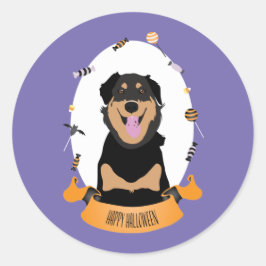 Snoep Portret Rottweiler Dog Paars Sinaasappel Ronde Sticker