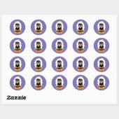 Snoep Portret Rottweiler Dog Paars Sinaasappel Ronde Sticker (Vel)