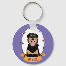 Snoep Portret Rottweiler Dog Paars Sinaasappel Sleutelhanger