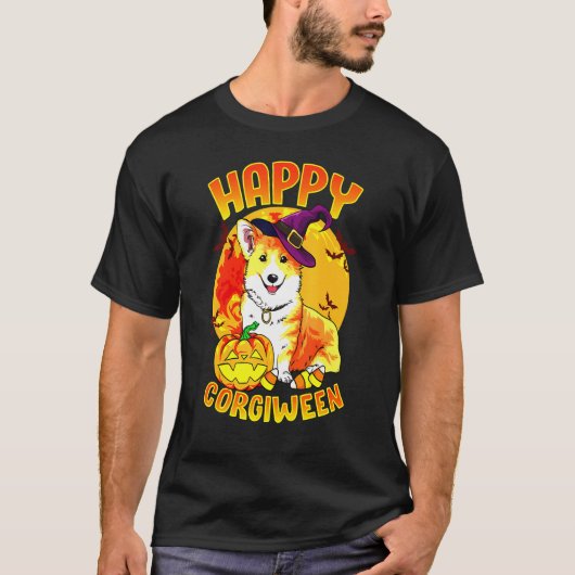 Snoep Pumpkin Witch Corgi T-shirt (Voorkant)