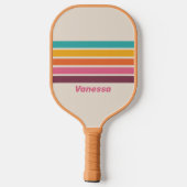 Snoep Rainbow Across Striping met naam Pickleball Paddle (Achterkant)