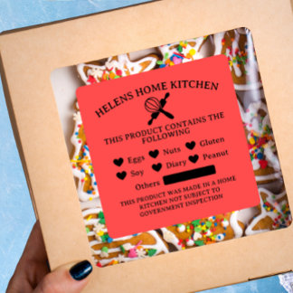 Snoep Red Food Allergy Alert Bakery Sticker
