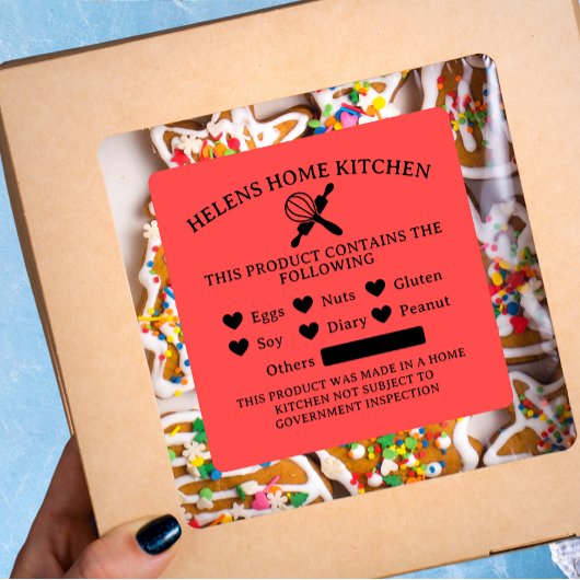 Snoep Red Food Allergy Alert Bakery Sticker