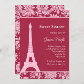 Snoep Red in Paris Birthday Invitation Kaart (Voorkant / Achterkant)