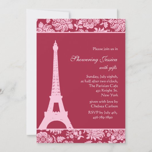 Snoep Red in Paris Bridal Shower Invitation Kaart (Voorkant)