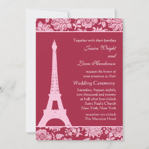 Snoep Red in Paris Wedding Invitation Kaart