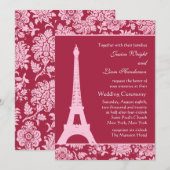 Snoep Red in Paris Wedding Invitation Kaart (Voorkant / Achterkant)