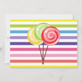 Snoep regenboogstripe Birthday Party Invitation Kaart (Achterkant)