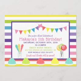 Snoep regenboogstripe Birthday Party Invitation Kaart