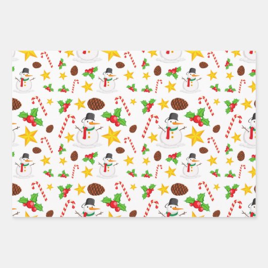 Snoep Reindeer Snowman: Kerstmis Inpakpapier Vel (Voorkant 2)