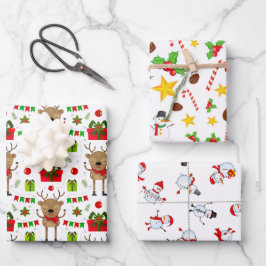 Snoep Reindeer Snowman: Kerstmis Inpakpapier Vel