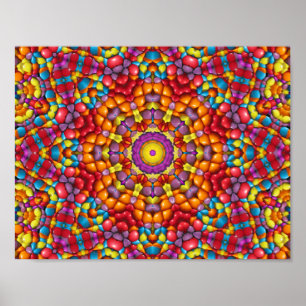Snoep Rode Gele Oranje Vintage Kaleidoscoop Poster
