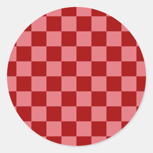 Snoep Rood en Snoep Roze Checkerboard Ronde Sticker (Voorkant)