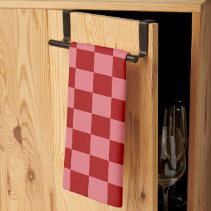 Snoep Rood en Snoep Roze Checkerboard Theedoek