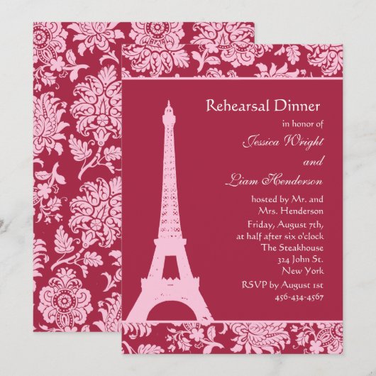 Snoep Rood in Parijs repetitie binnenuitnodiging Kaart (Voorkant / Achterkant)