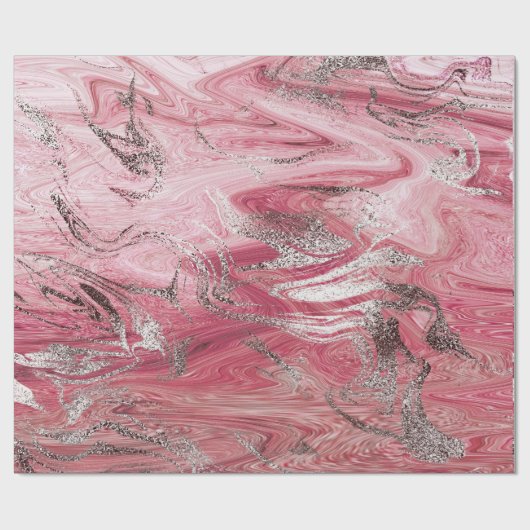 Snoep Roos Zilveren borstel Molten Marble Shiny Gl Cadeaupapier (Vlak)