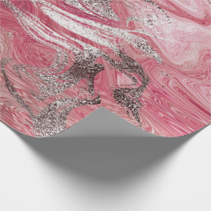 Snoep Roos Zilveren borstel Molten Marble Shiny Gl Cadeaupapier