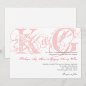 Snoep roze antiek grunge monogram bruiloft kaart (Voorkant / Achterkant)