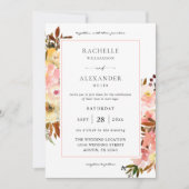 Snoep Roze en Gele Floral 2 bruiloft Kaart (Voorkant)