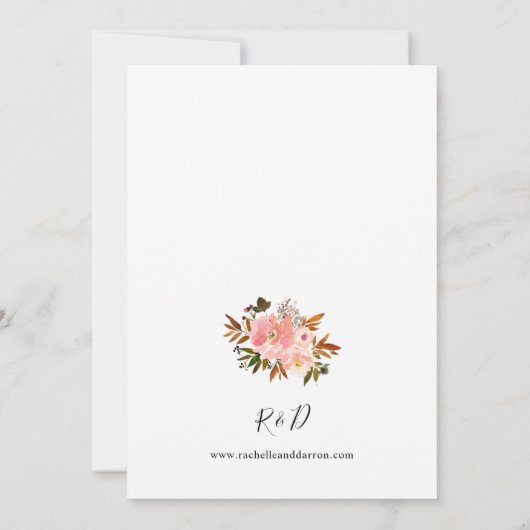 Snoep Roze en Gele Floral 2 bruiloft Kaart (Achterkant)