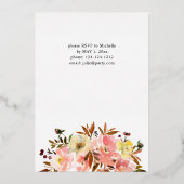 Snoep Roze en Gele Floral Graduy Party Folie Uitnodiging (Achterkant)