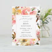 Snoep Roze en Gele Floral Graduy Party Kaart (Staand voorkant)